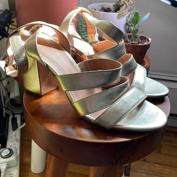 Madewell Gold High Heel Sandals - Picture 1 of 9